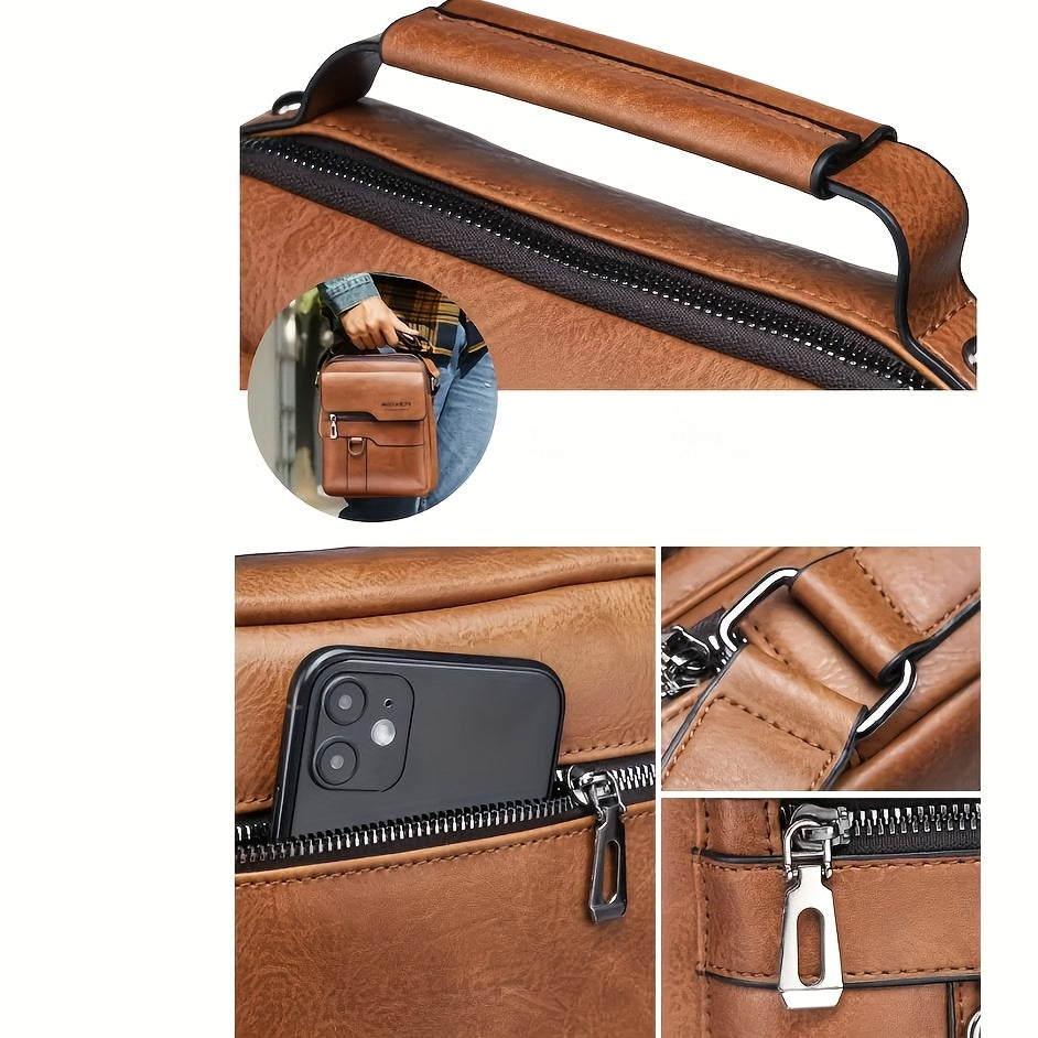 Fashionable High-End Vintage Shoulder Bag, Vertical Business Versatile Casual Crossbody Commuter Messenger Bag Beauty Fashion