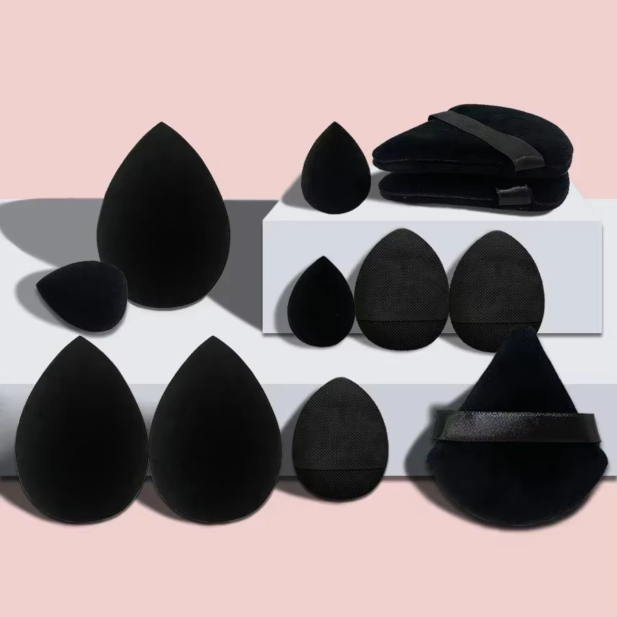 12Pcs Makeup Sponge Velvet Triangle Powder Puff Face Finger Puffs Mini Beauty Egg Liquid Foundation Tools Make up Accessories