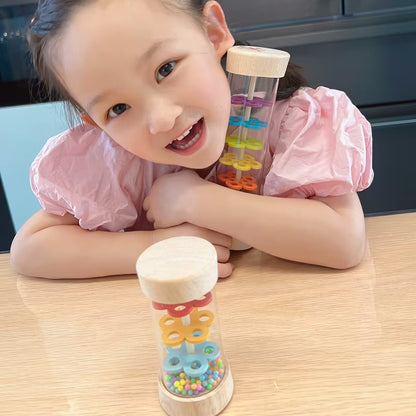 Montessori Baby Rain Stick Rainbow Hourglass Rain Music Rattle Baby Educational Toy Rainmaker Montessori Sensory Toys for Kids