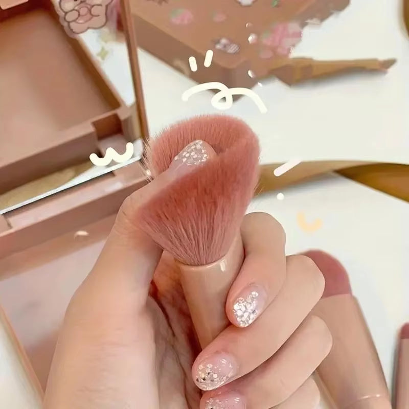 5Pcs Travel Size Makeup Brushes Set Mini Makeup Brushes, Small Complete Function Cosmetic Brushes Kit with Case and Mirror5Pcs T