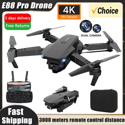 New E88Pro RC Drone 4K Professinal with 1080P Wide Angle Dual HD Camera Foldable RC Helicopter WIFI FPV Height Hold Apron Sell