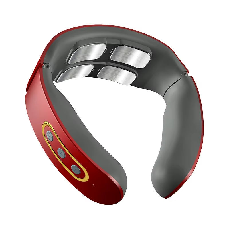 Lectric Neck Shoulder Pulse Massager Kneading 4 Head TENS Magnetic Pulse Heating Cervical Vertebra Relax Pain Relief Massage