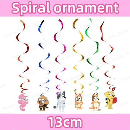 Pink Bluey Birthday Decorations for Kids Latex Aluminum Foil Balloons Bingo Theme Party Event Supplies Disposable Tableware Toys