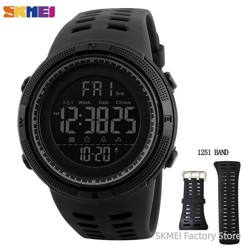 1251 Digital Watch for Men Waterproof Sports Electronic Countdown Mens Wristwatches Military Date Clock 1560 Reloj Hombre
