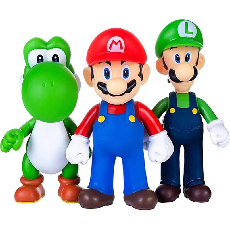 Super Mario Bros Dolls Yoshi Princess Peach Toad Anime PVC Action Figure Toys Mario Luigi Decoration Model Kids Toys Gifts