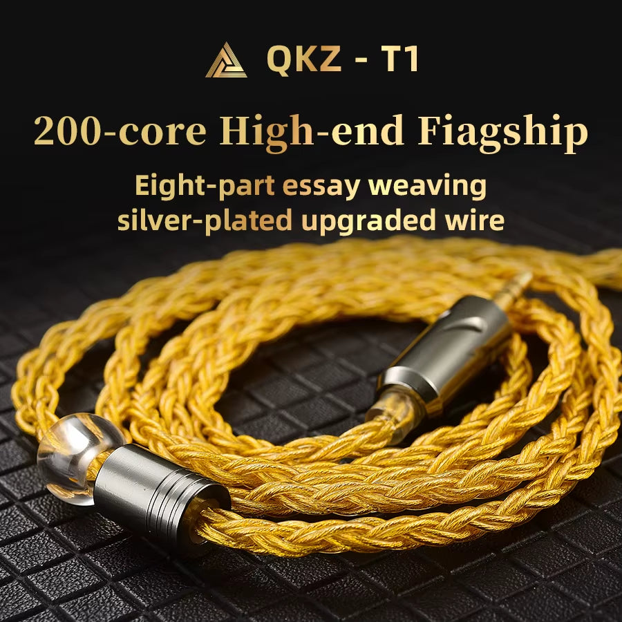 QKZ T1 Earphone Cable QDC Type Copper Silver-Plated Upgrade Cable 3.5Mm Wired Headphones for KZ ZSN PRO ZS10 Pro EDX TRN CCA