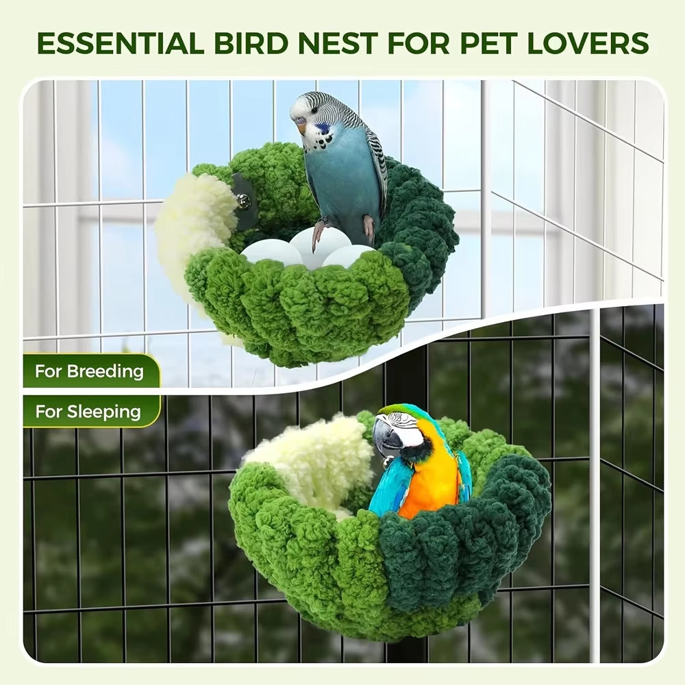 Autumn Winter Warm Cozy Bird Nest Plush Parrot round Sleeping Bed House Toys for Small Animal Pet Bird Parrot Cage Accessories