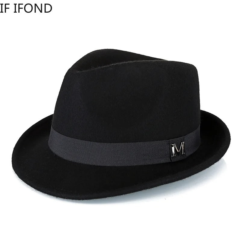 Men’s Winter Wool Felt Fedora Hat Warm Jazz Cap xx