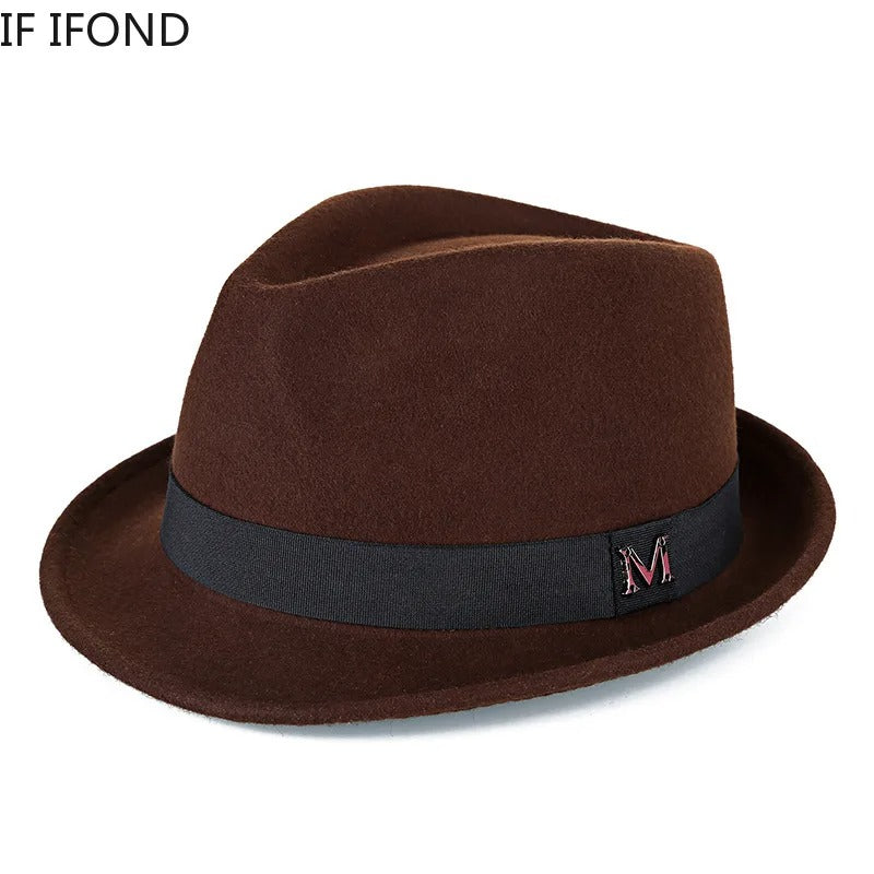 Men’s Winter Wool Felt Fedora Hat Warm Jazz Cap xx
