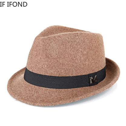 Men’s Winter Wool Felt Fedora Hat Warm Jazz Cap xx