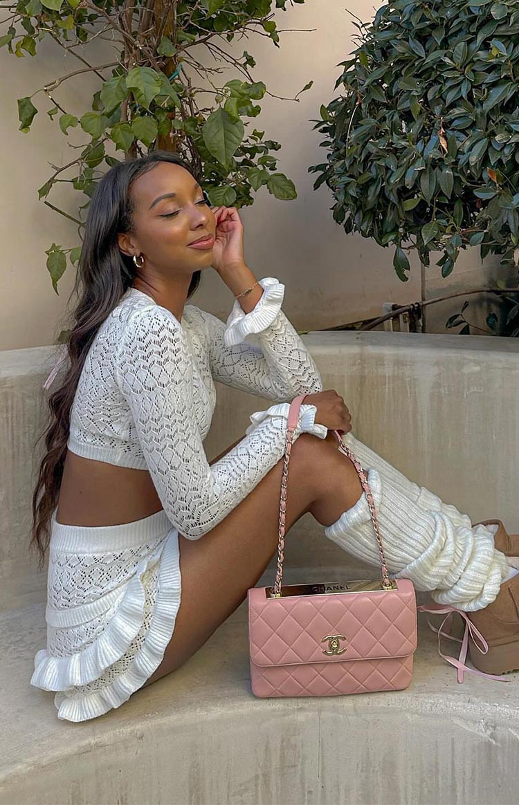 Lorri White Knit Ruffle Top BB Exclusive